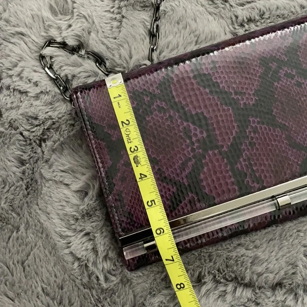 WHBM Amethyst & Black Snakeskin Clutch with Chain - Picture 6 of 9
